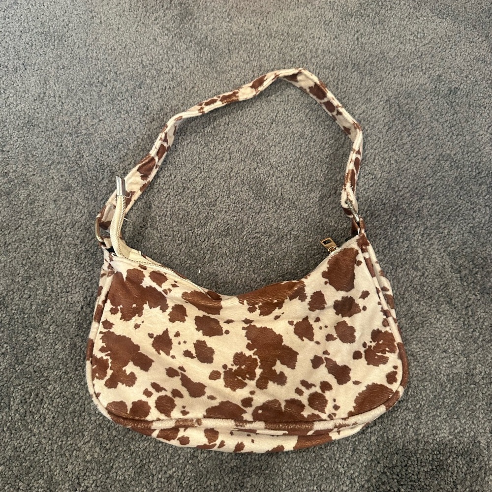 Cow print shoulder bag